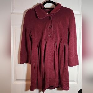 Billabong Vintage Y2K Maroon Cotton Hooded Button Front Jacket M